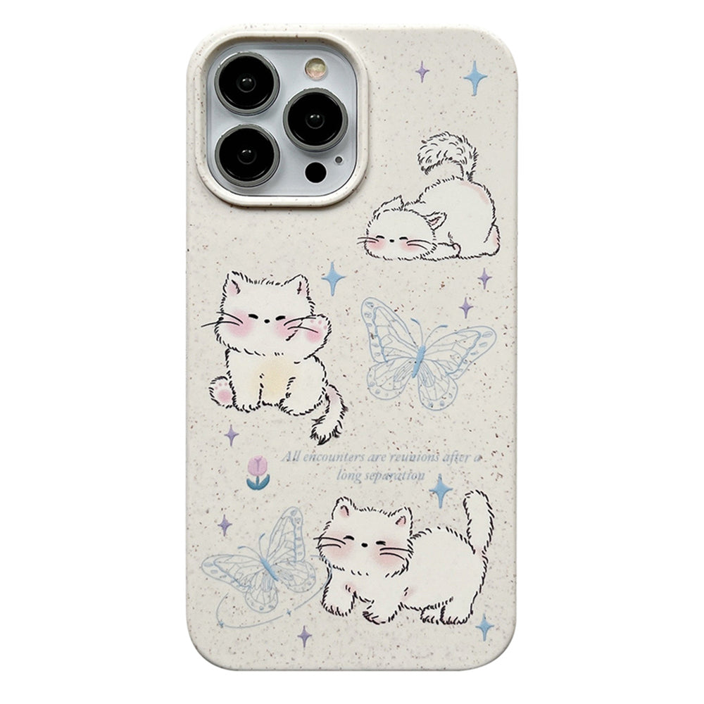 Degradable Phone Cover for iPhone 13 Pro 6.1 inch Wheat Straw Phone Shell Pattern Printing Case