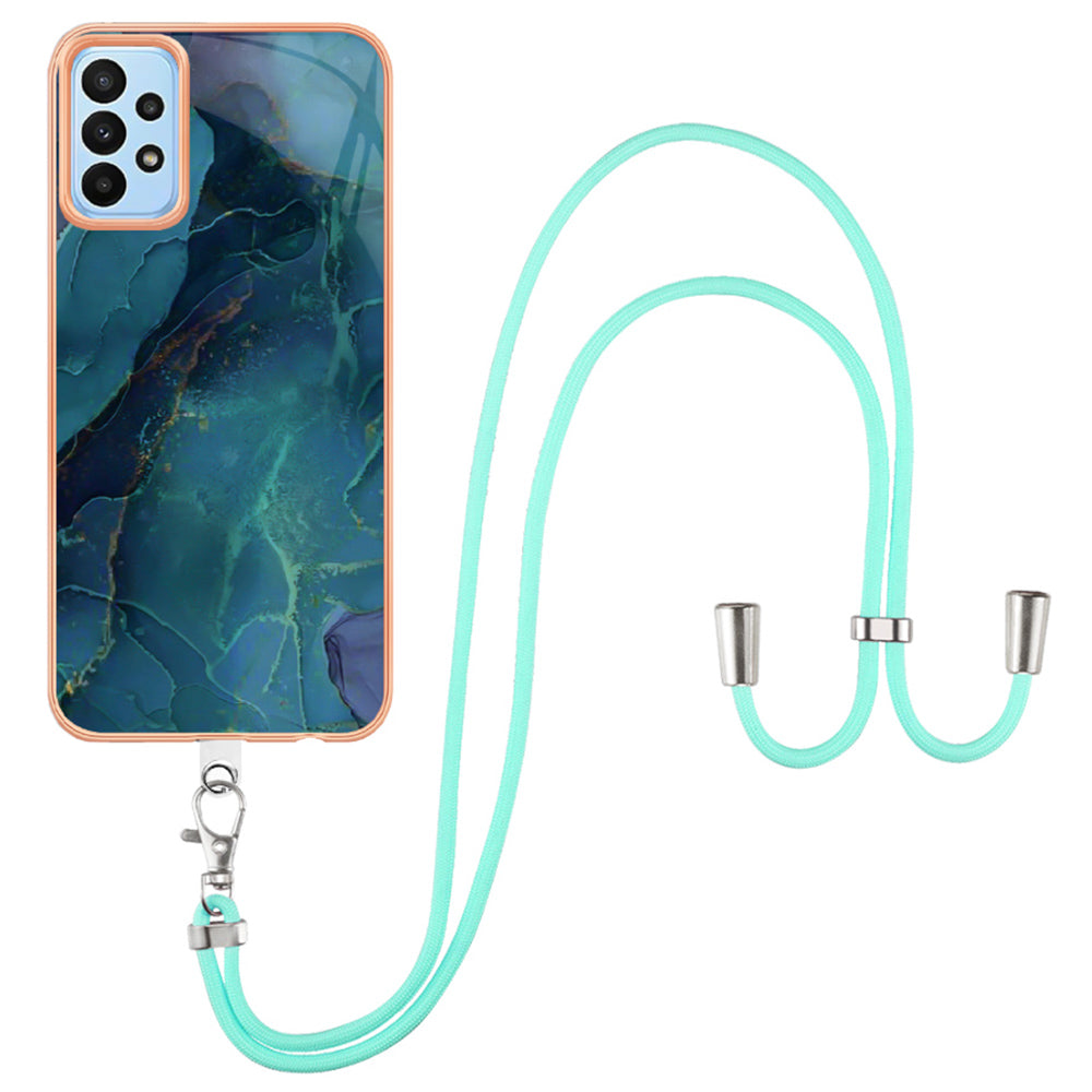 YB IMD Series-18 Style E For Samsung Galaxy A52 4G / 5G / A52s 5G IMD Phone Case 2.0mm TPU Electroplating Marble Pattern Cover with Lanyard