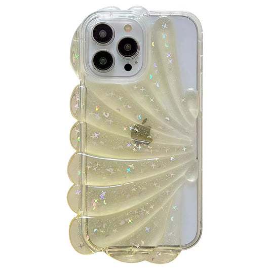 For iPhone 13 Pro 6.1 inch Sea Shell Style Phone Case Soft TPU Glitter Epoxy Star Protective Cover