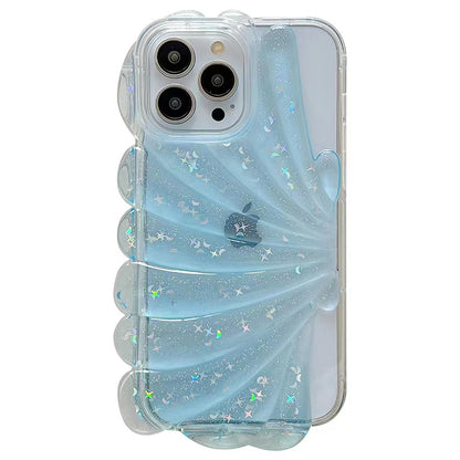 For iPhone 13 Pro 6.1 inch Sea Shell Style Phone Case Soft TPU Glitter Epoxy Star Protective Cover