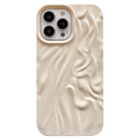 Glossy Phone Case for iPhone 13 Pro 6.1 inch Pleat Design Drop-proof Soft TPU Back Protective Cover