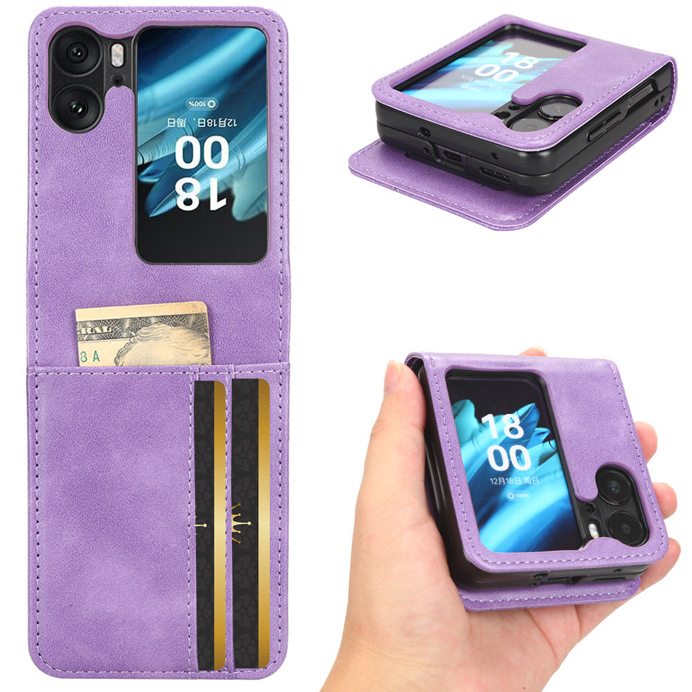 For Oppo Find N2 Flip 5G PU Leather Folding Phone Case Card Slots Phone Cover