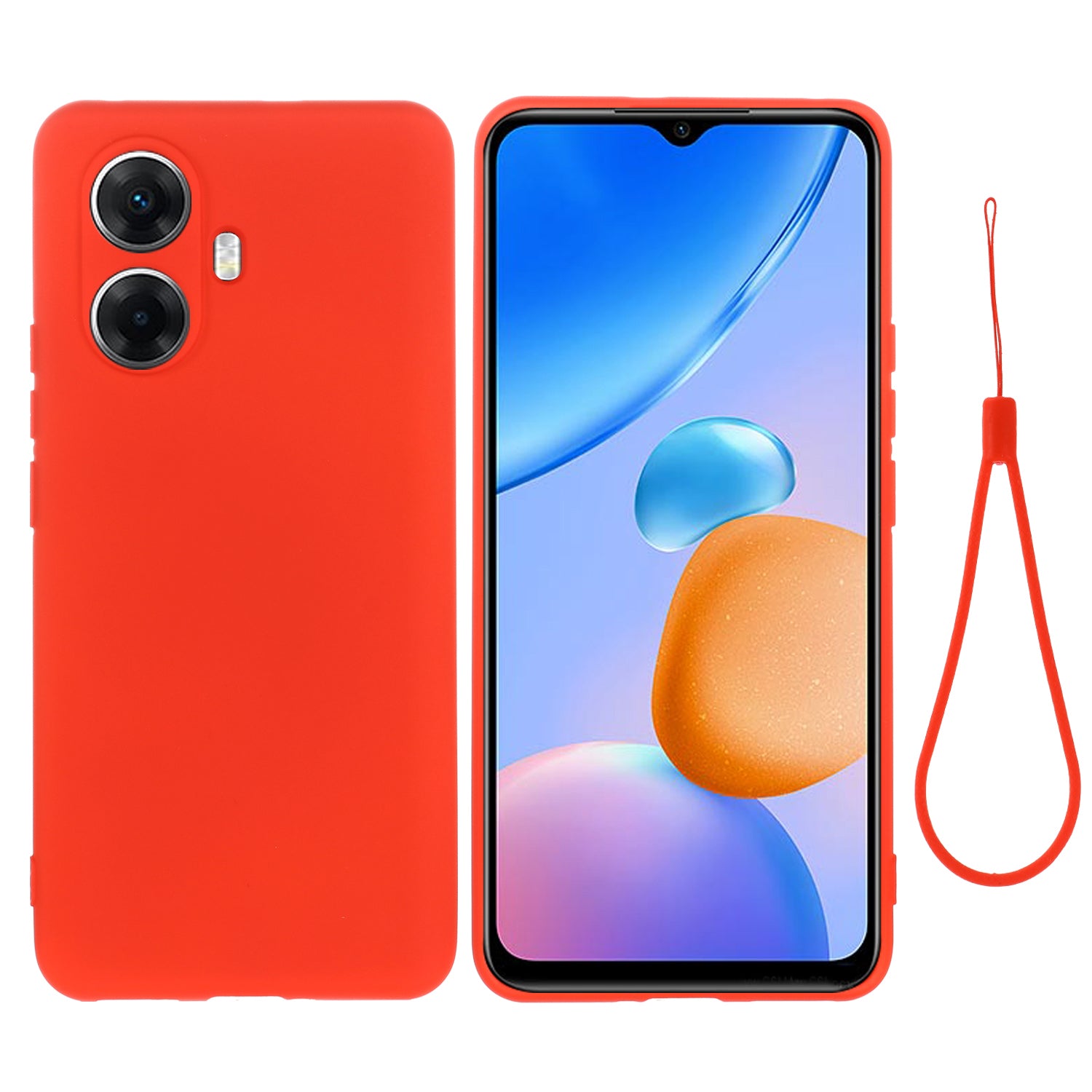 Cell Phone Cover for Realme 10 Pro+ 5G , Soft Lining Liquid Silicone Phone Case with Strap