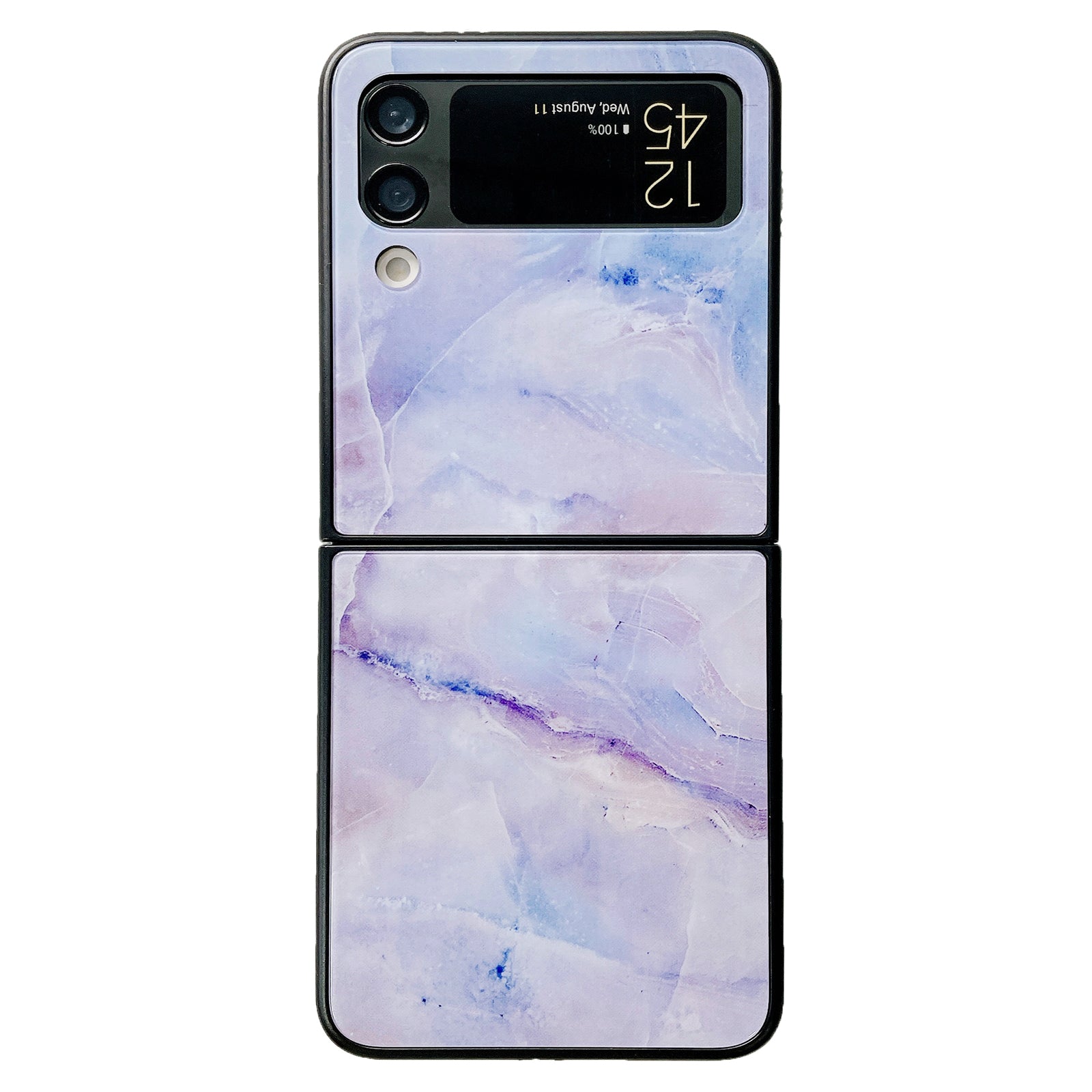 For Samsung Galaxy Z Flip4 5G Folding Phone Case Glass+PC Marble Pattern Phone Cover