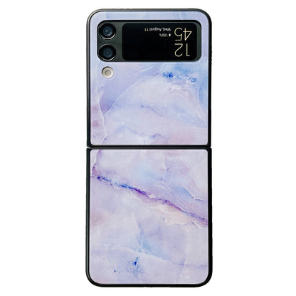 For Samsung Galaxy Z Flip4 5G Folding Phone Case Glass+PC Marble Pattern Phone Cover