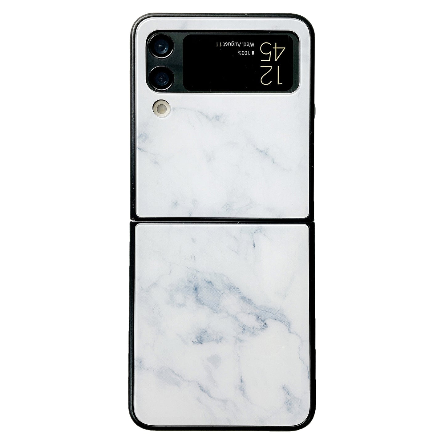 For Samsung Galaxy Z Flip4 5G Folding Phone Case Glass+PC Marble Pattern Phone Cover