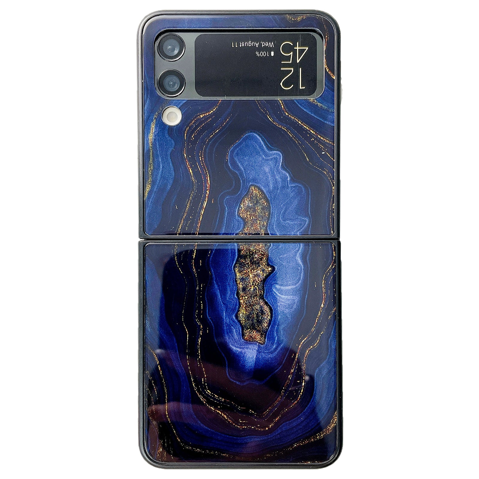 For Samsung Galaxy Z Flip4 5G Folding Phone Case Glass+PC Marble Pattern Phone Cover