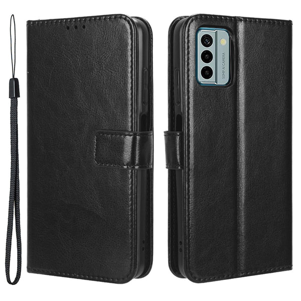 For Nokia G22 Wallet Phone Case PU Leather Crazy Horse Texture Flip Folio Cover with Stand