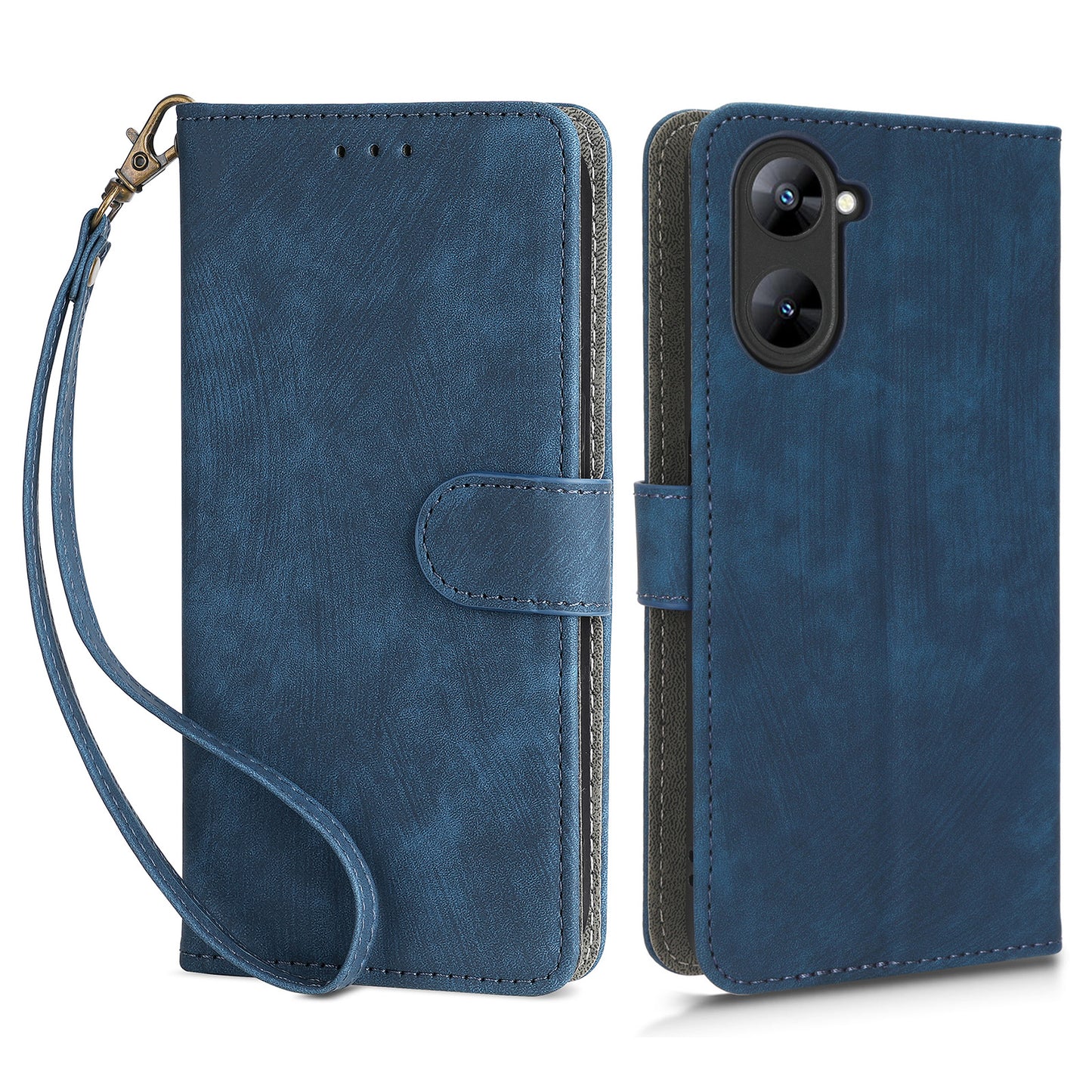 For Realme V30 5G / V30t Phone Leather Case RFID Blocking Wallet Stand Phone Cover with Strap