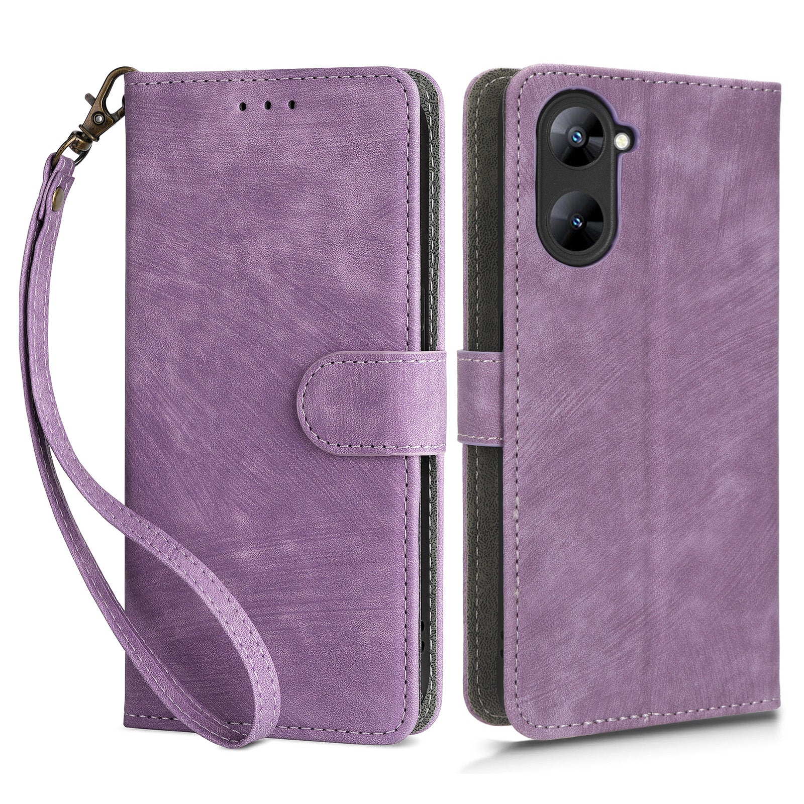 For Realme V30 5G / V30t Phone Leather Case RFID Blocking Wallet Stand Phone Cover with Strap