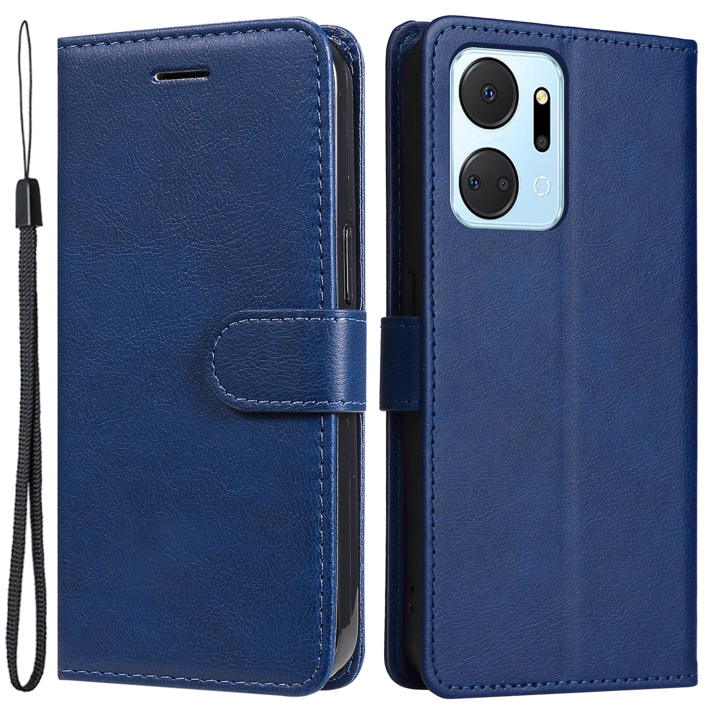 KT Leather Series-2 Phone Case for Honor X7a 5G , PU Leather Solid Color Sand Wallet Flip Cover