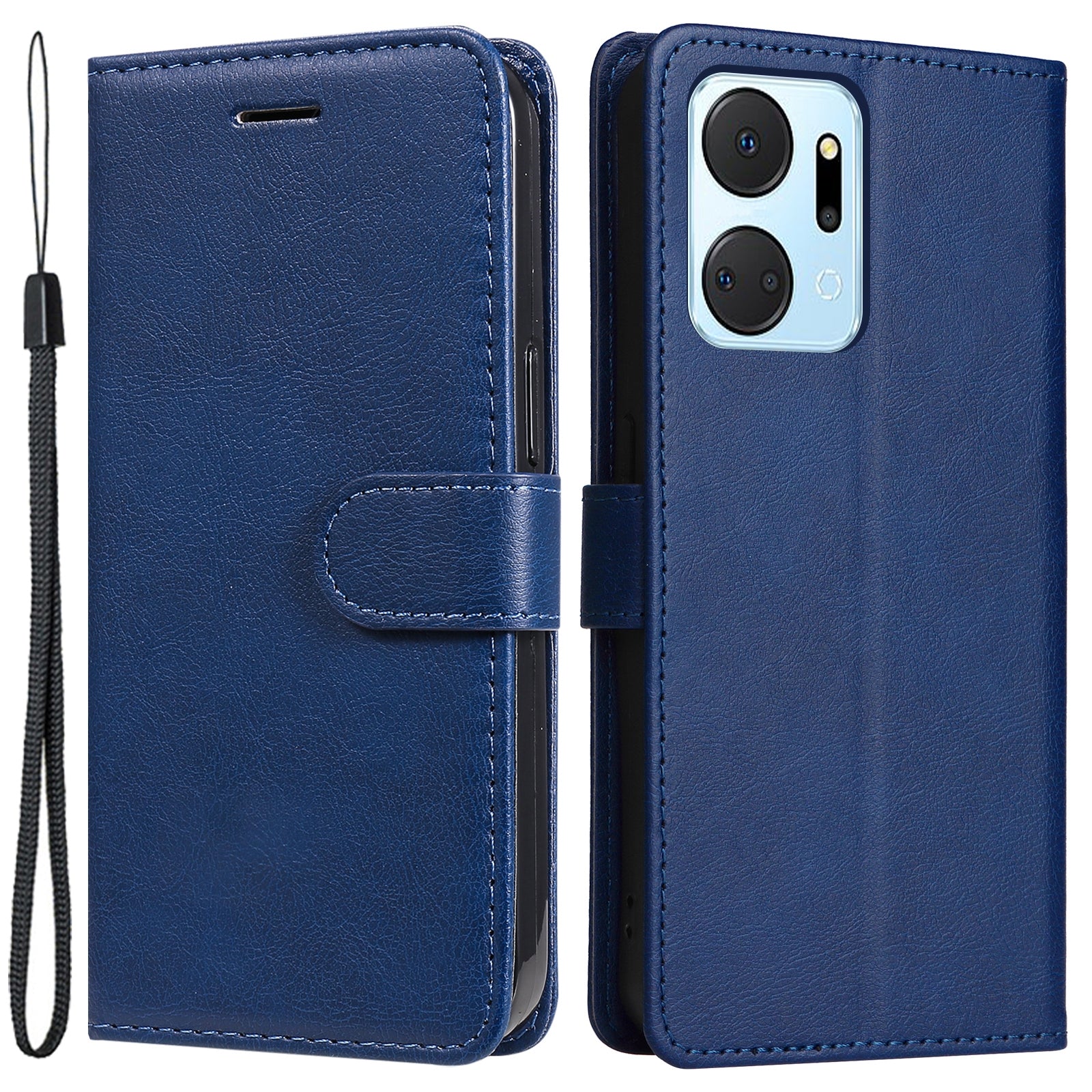 KT Leather Series-2 Phone Case for Honor X7a 5G , PU Leather Solid Color Sand Wallet Flip Cover