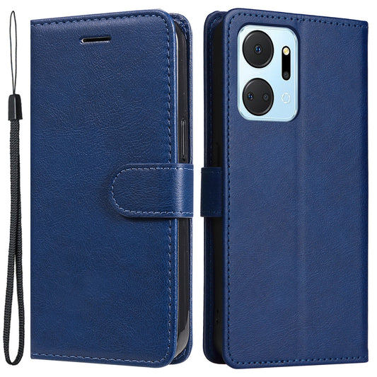 KT Leather Series-2 Phone Case for Honor X7a 5G , PU Leather Solid Color Sand Wallet Flip Cover