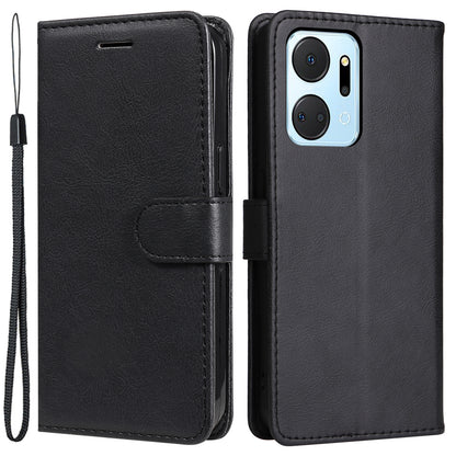 KT Leather Series-2 Phone Case for Honor X7a 5G , PU Leather Solid Color Sand Wallet Flip Cover