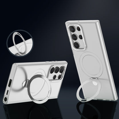 For Samsung Galaxy S22 Ultra 5G Magnetic Phone Case PC+TPU Metal Kickstand Phone Cover