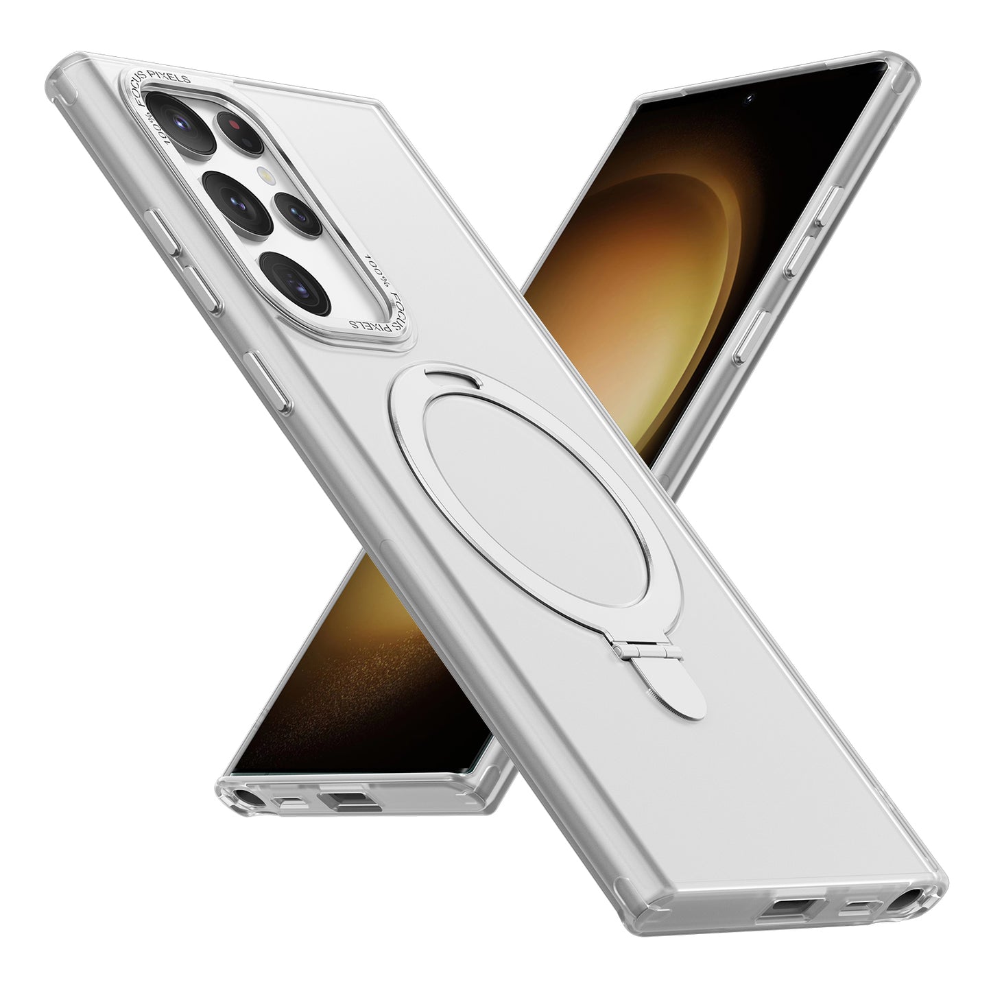 For Samsung Galaxy S22 Ultra 5G Magnetic Phone Case PC+TPU Metal Kickstand Phone Cover
