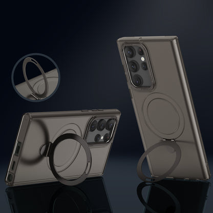 For Samsung Galaxy S22 Ultra 5G Magnetic Phone Case PC+TPU Metal Kickstand Phone Cover