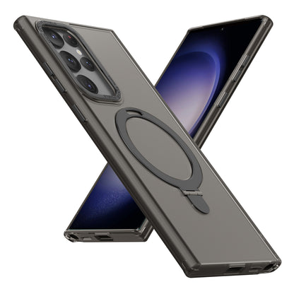 For Samsung Galaxy S22 Ultra 5G Magnetic Phone Case PC+TPU Metal Kickstand Phone Cover
