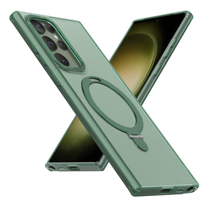 For Samsung Galaxy S22 Ultra 5G Magnetic Phone Case PC+TPU Metal Kickstand Phone Cover