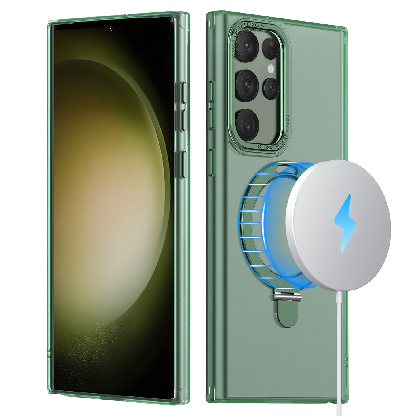 For Samsung Galaxy S22 Ultra 5G Magnetic Phone Case PC+TPU Metal Kickstand Phone Cover