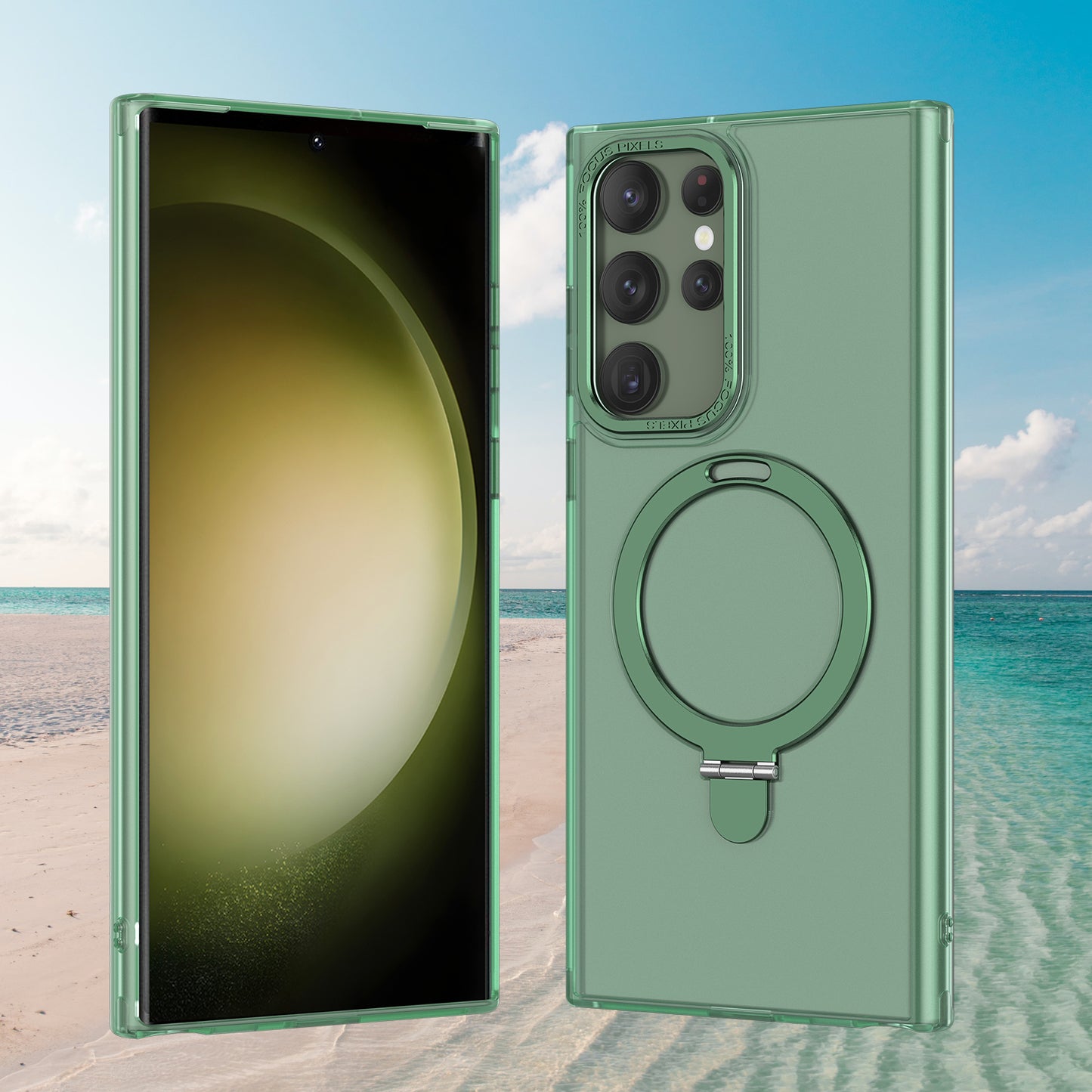 For Samsung Galaxy S22 Ultra 5G Magnetic Phone Case PC+TPU Metal Kickstand Phone Cover