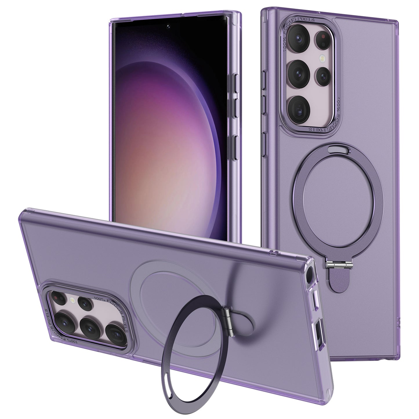 For Samsung Galaxy S22 Ultra 5G Magnetic Phone Case PC+TPU Metal Kickstand Phone Cover