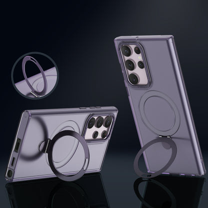 For Samsung Galaxy S22 Ultra 5G Magnetic Phone Case PC+TPU Metal Kickstand Phone Cover