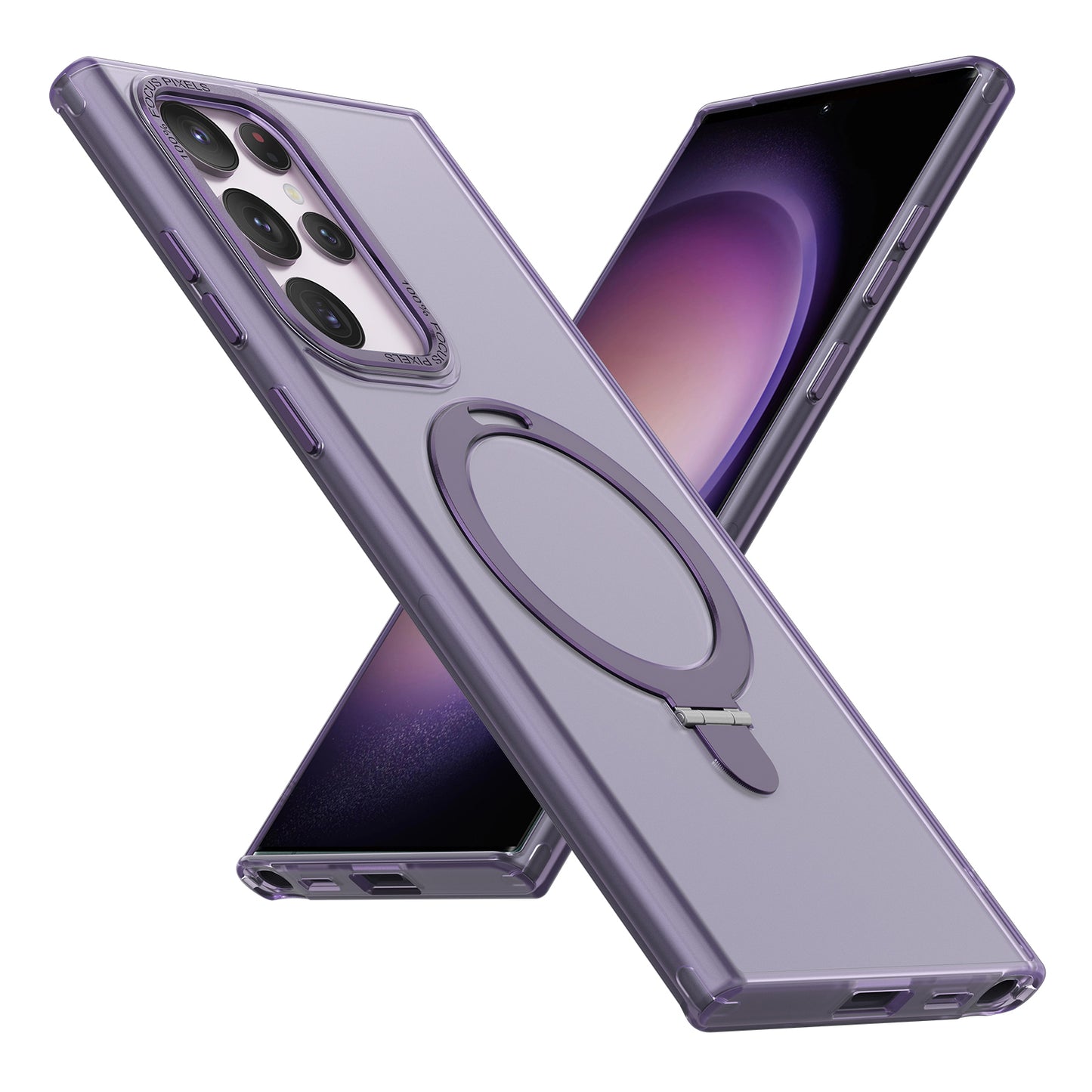 For Samsung Galaxy S22 Ultra 5G Magnetic Phone Case PC+TPU Metal Kickstand Phone Cover