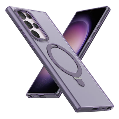 For Samsung Galaxy S22 Ultra 5G Magnetic Phone Case PC+TPU Metal Kickstand Phone Cover