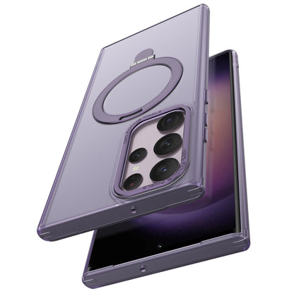 For Samsung Galaxy S22 Ultra 5G Magnetic Phone Case PC+TPU Metal Kickstand Phone Cover