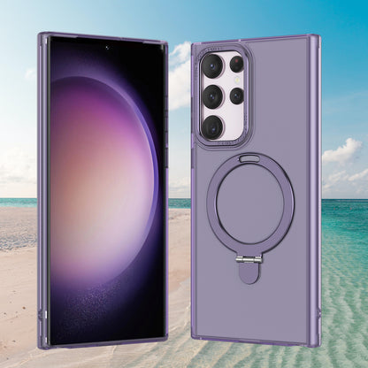 For Samsung Galaxy S22 Ultra 5G Magnetic Phone Case PC+TPU Metal Kickstand Phone Cover
