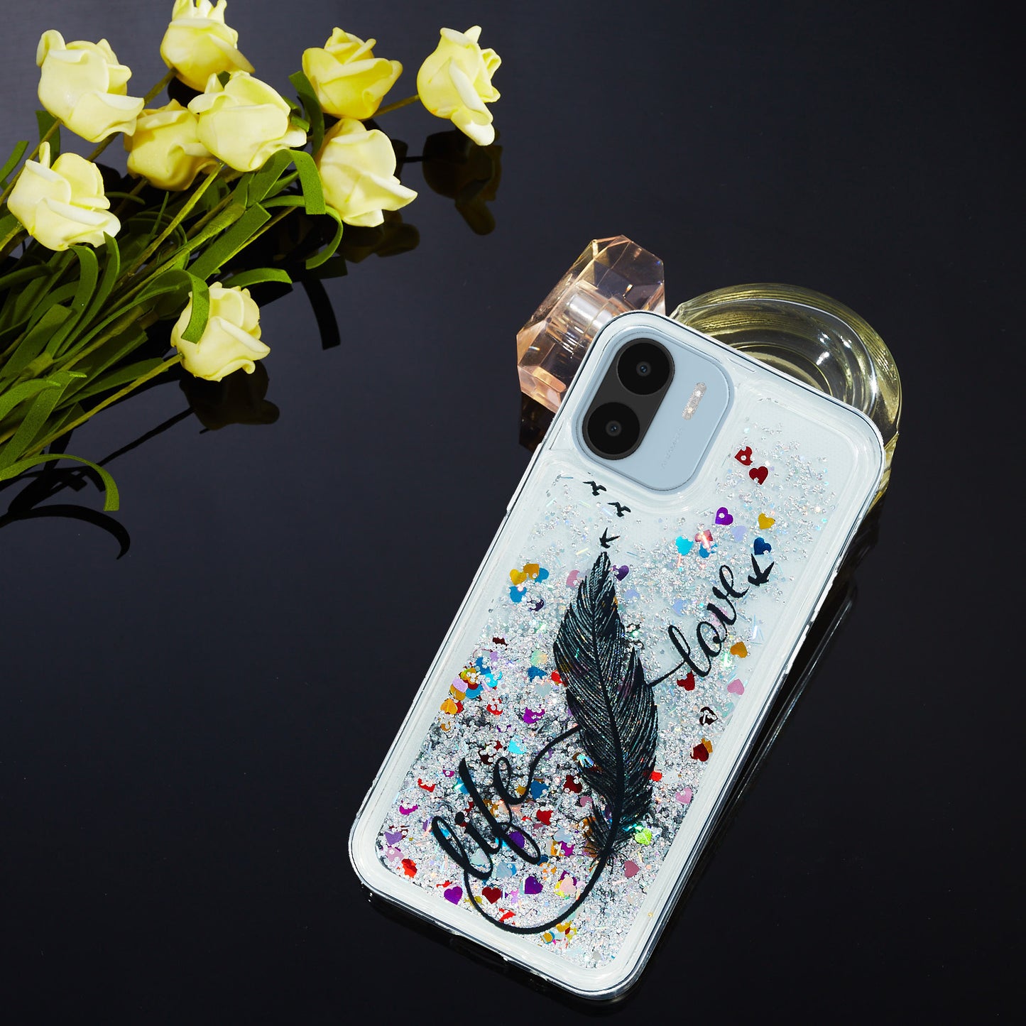 For Xiaomi Redmi A1 4G / A2 4G Embossment Pattern Quicksand Phone Case Anti-scratch TPU Phone Cover
