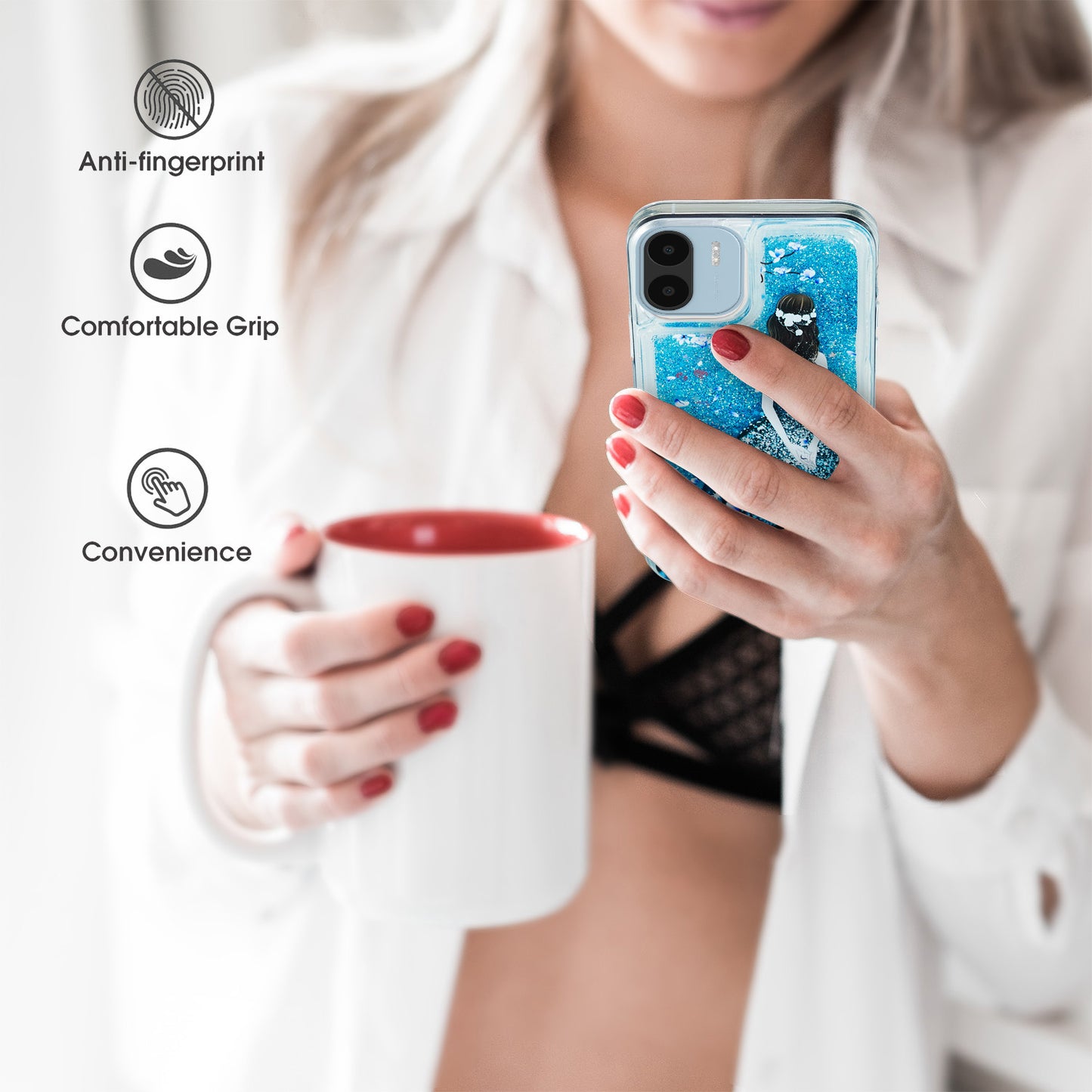 For Xiaomi Redmi A1 4G / A2 4G Embossment Pattern Quicksand Phone Case Anti-scratch TPU Phone Cover