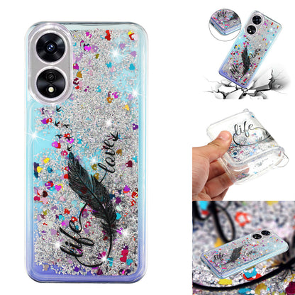 For Oppo A17 4G / A17k 4G Quicksand Phone Case Embossment Pattern Anti-drop Phone TPU Cover
