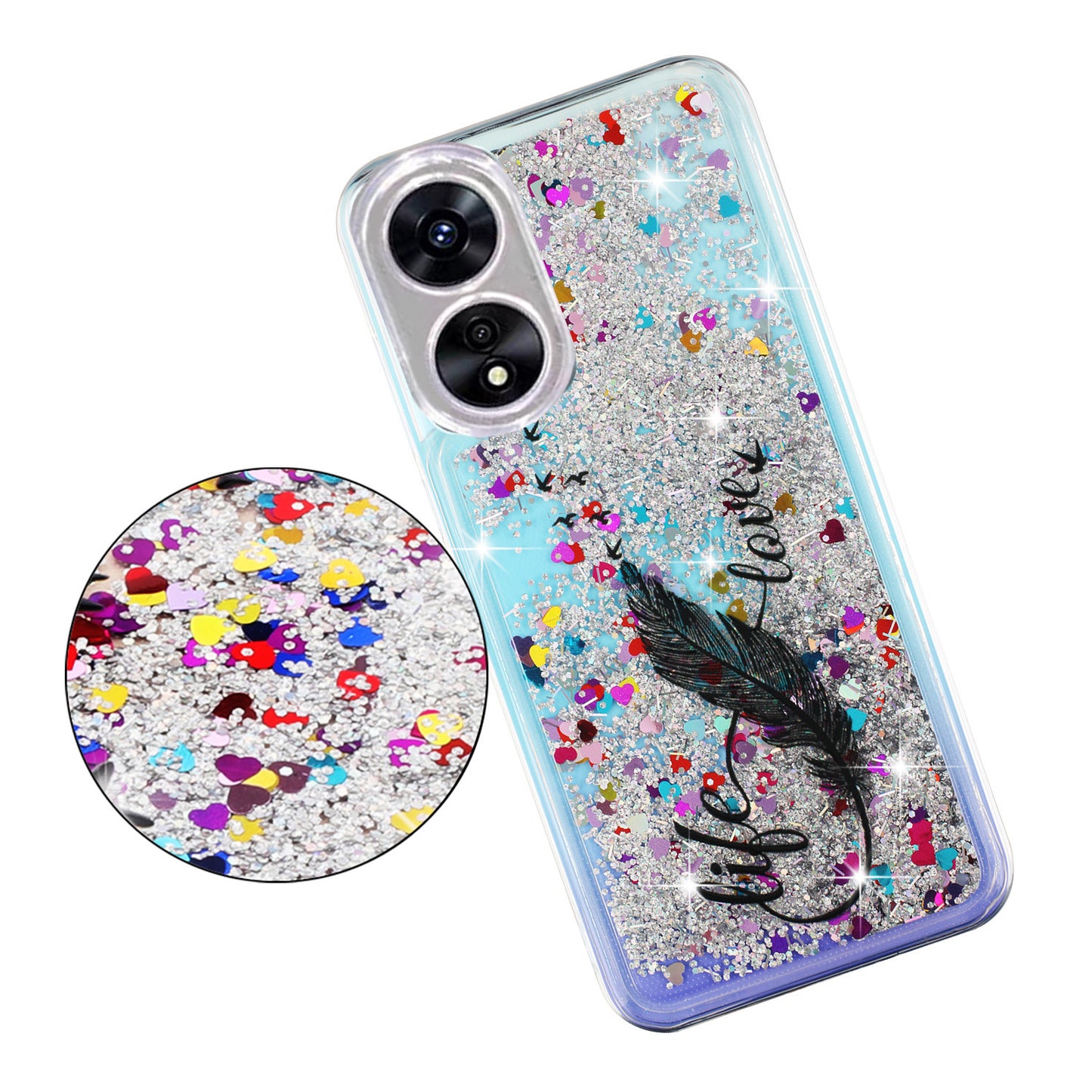 For Oppo A17 4G / A17k 4G Quicksand Phone Case Embossment Pattern Anti-drop Phone TPU Cover
