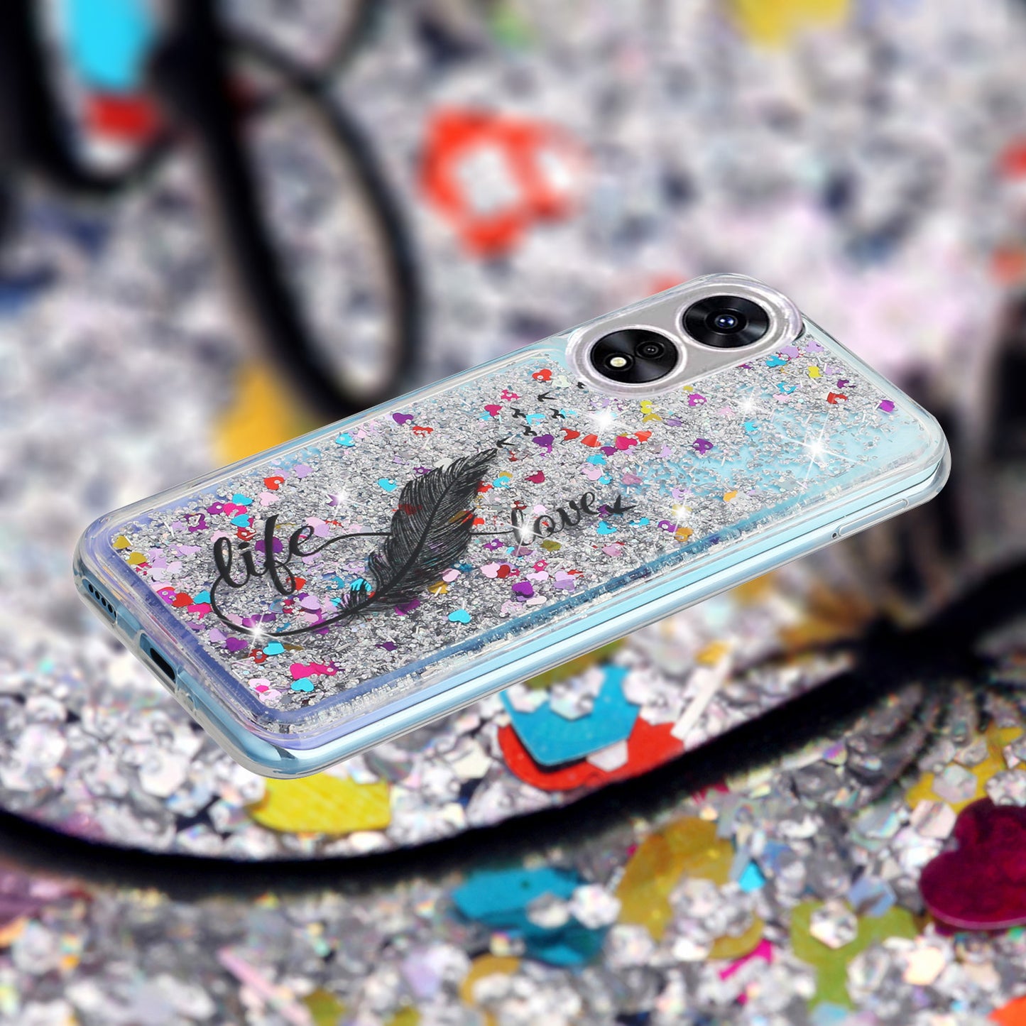 For Oppo A17 4G / A17k 4G Quicksand Phone Case Embossment Pattern Anti-drop Phone TPU Cover