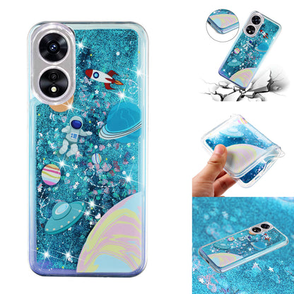 For Oppo A17 4G / A17k 4G Quicksand Phone Case Embossment Pattern Anti-drop Phone TPU Cover