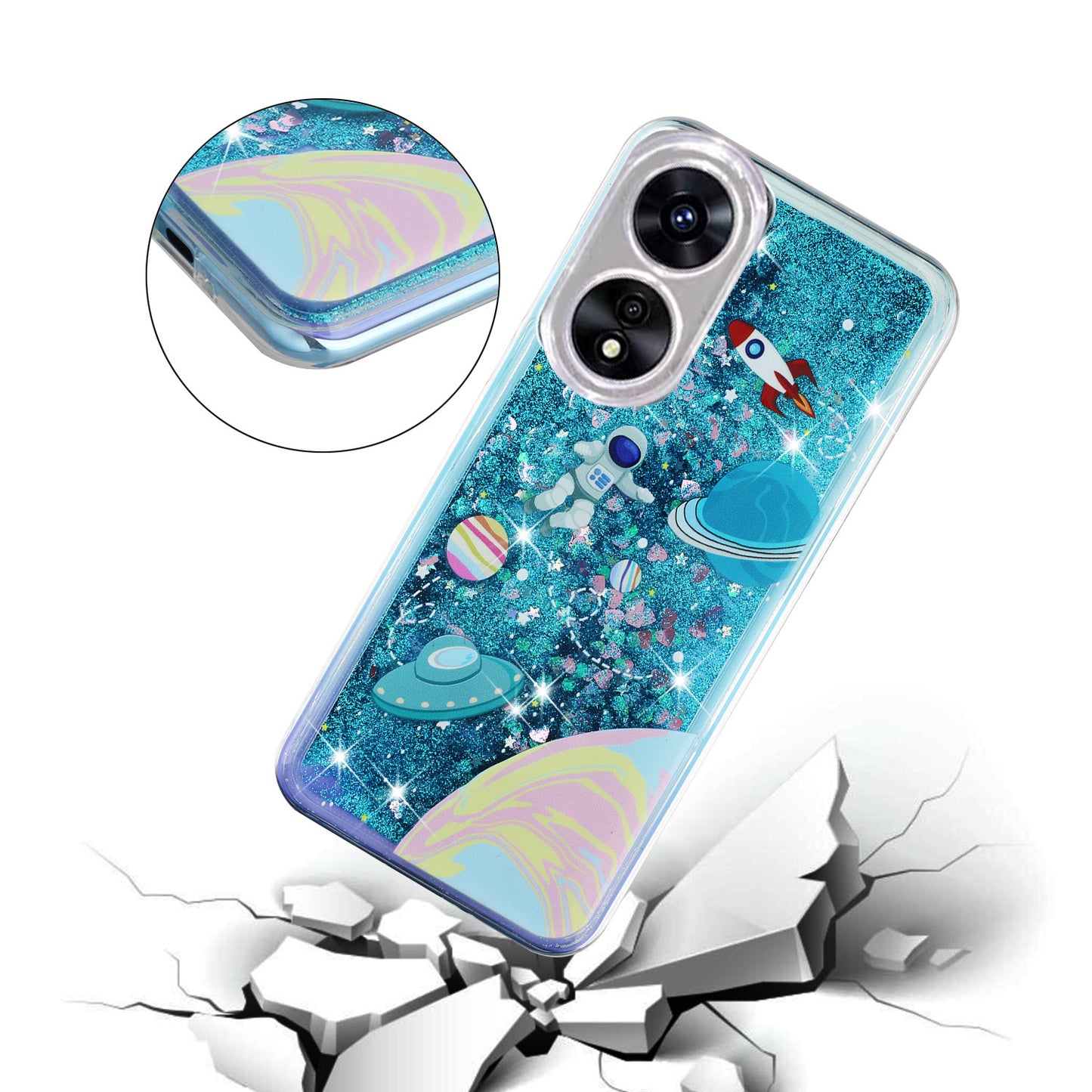 For Oppo A17 4G / A17k 4G Quicksand Phone Case Embossment Pattern Anti-drop Phone TPU Cover