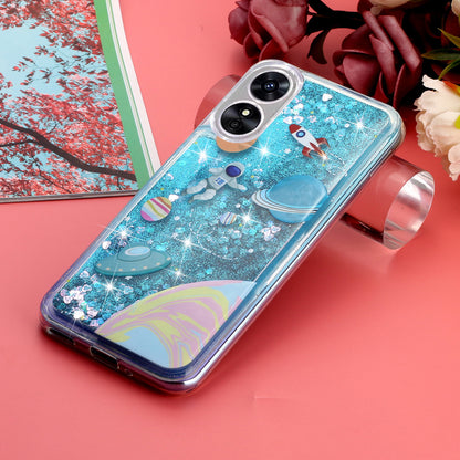 For Oppo A17 4G / A17k 4G Quicksand Phone Case Embossment Pattern Anti-drop Phone TPU Cover