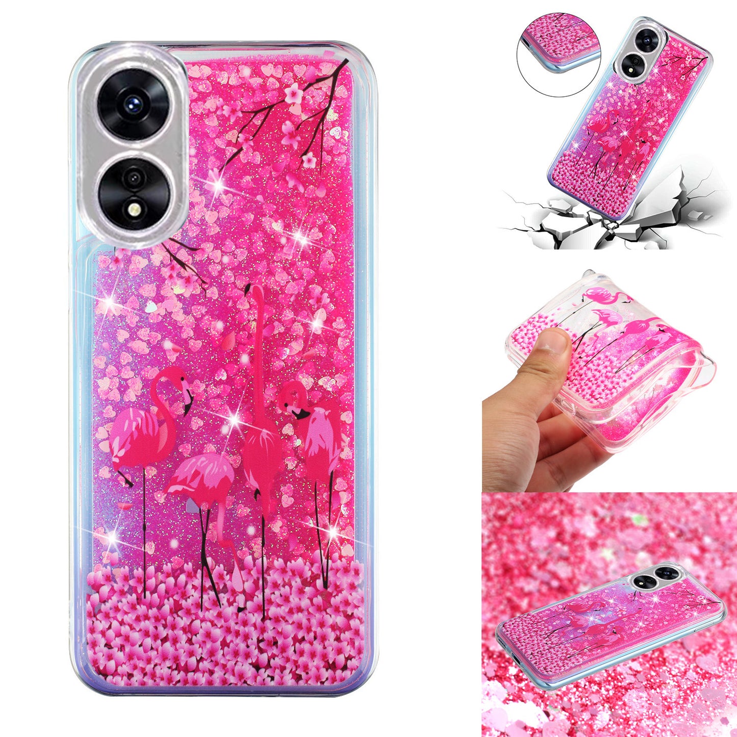For Oppo A17 4G / A17k 4G Quicksand Phone Case Embossment Pattern Anti-drop Phone TPU Cover