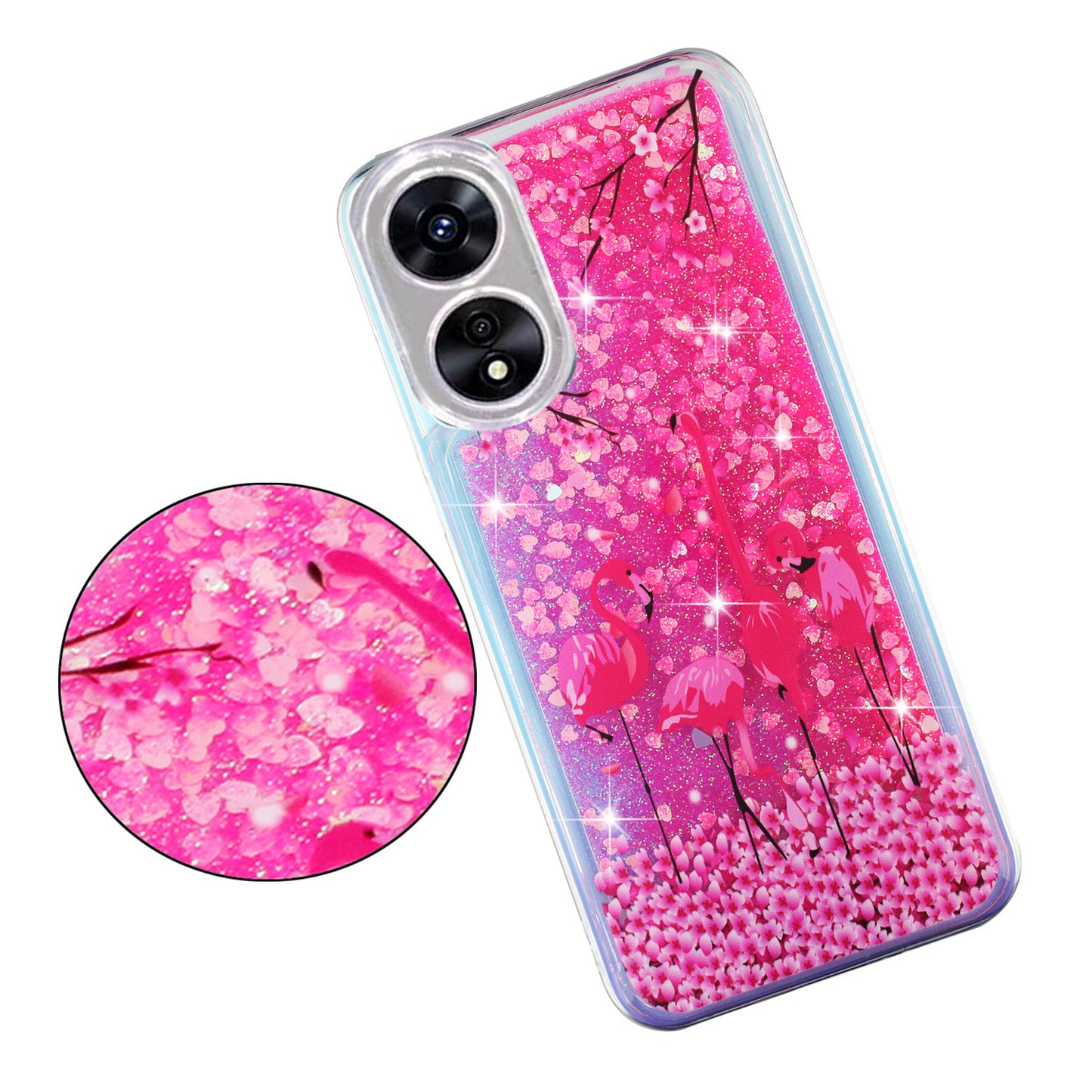 For Oppo A17 4G / A17k 4G Quicksand Phone Case Embossment Pattern Anti-drop Phone TPU Cover
