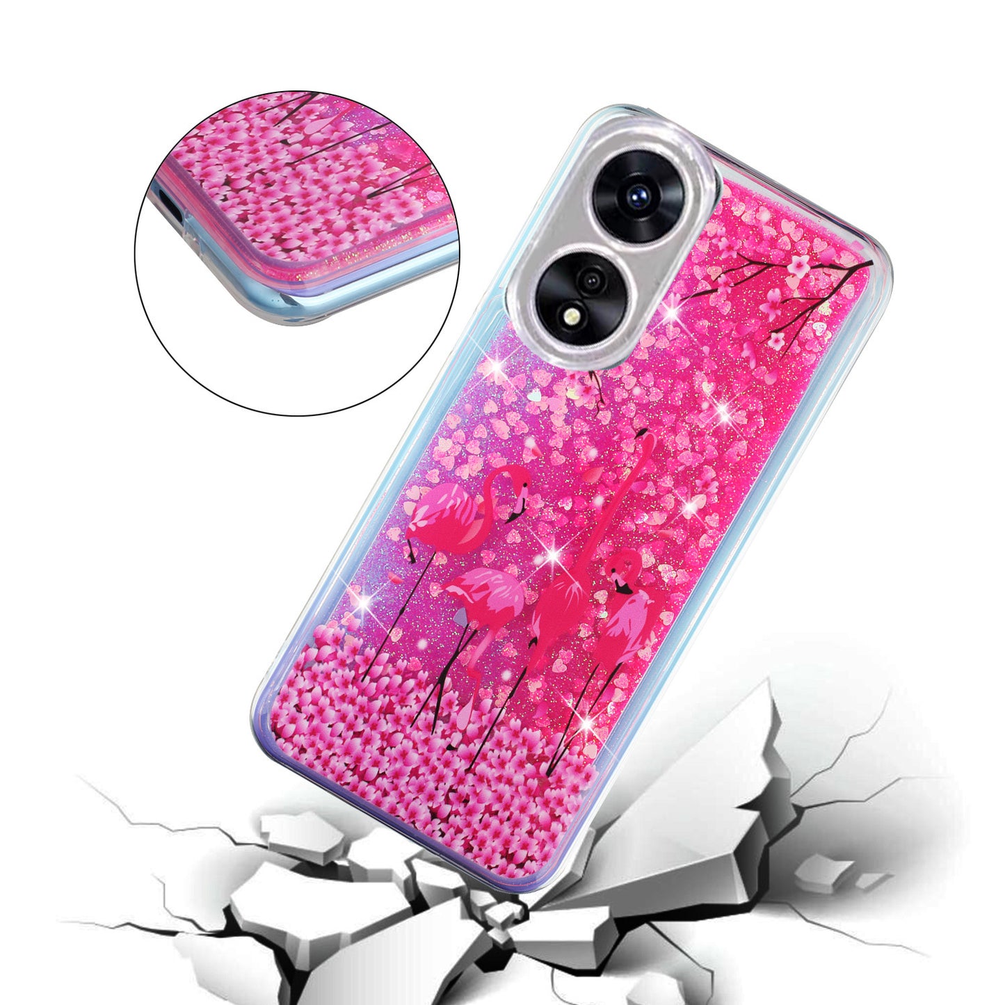 For Oppo A17 4G / A17k 4G Quicksand Phone Case Embossment Pattern Anti-drop Phone TPU Cover