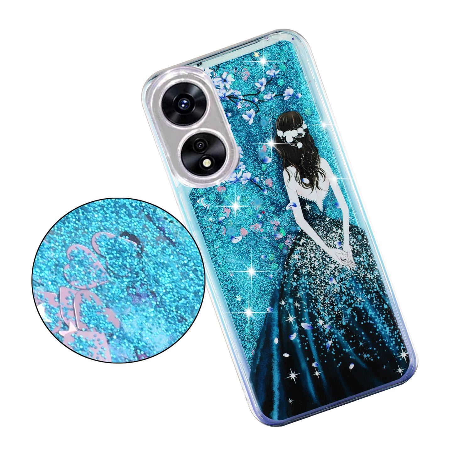 For Oppo A17 4G / A17k 4G Quicksand Phone Case Embossment Pattern Anti-drop Phone TPU Cover