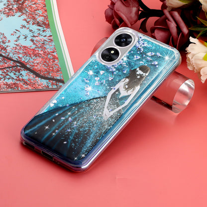 For Oppo A17 4G / A17k 4G Quicksand Phone Case Embossment Pattern Anti-drop Phone TPU Cover