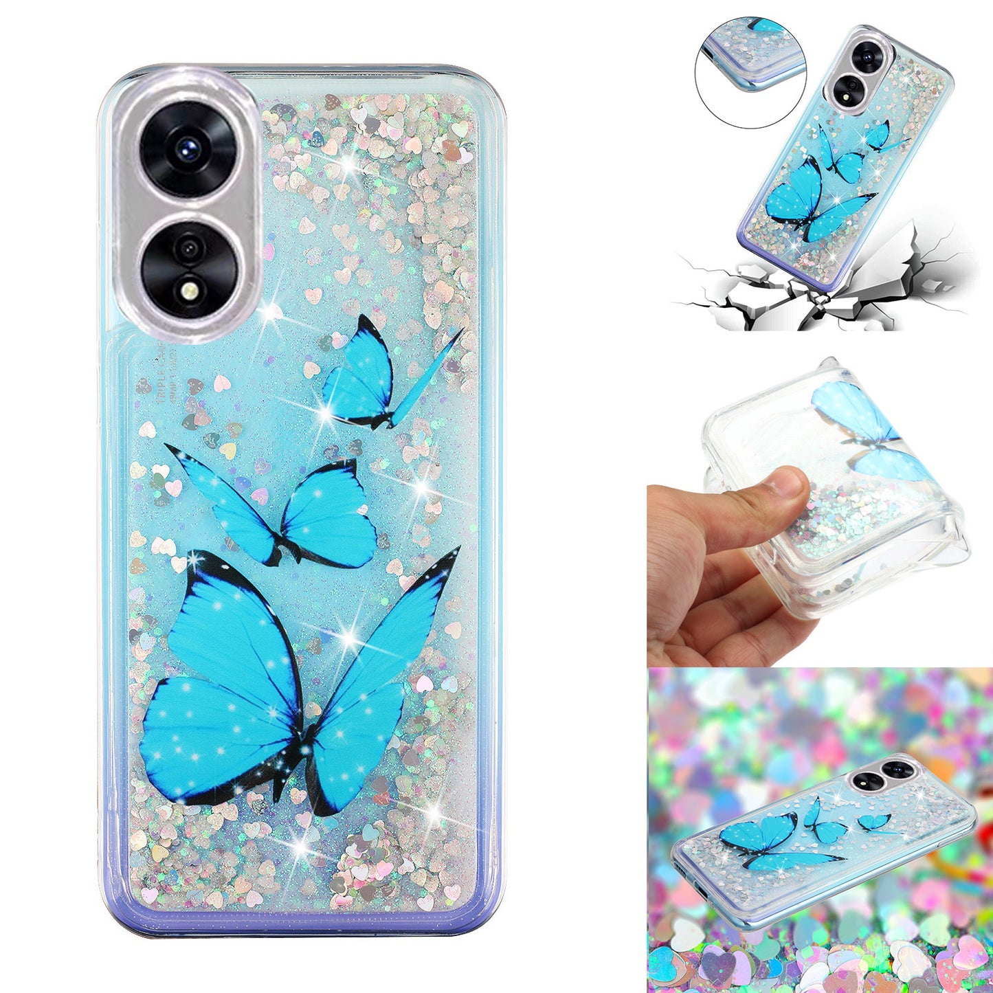 For Oppo A17 4G / A17k 4G Quicksand Phone Case Embossment Pattern Anti-drop Phone TPU Cover