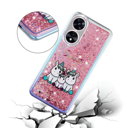 For Oppo A17 4G / A17k 4G Quicksand Phone Case Embossment Pattern Anti-drop Phone TPU Cover