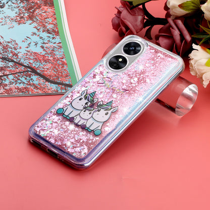 For Oppo A17 4G / A17k 4G Quicksand Phone Case Embossment Pattern Anti-drop Phone TPU Cover