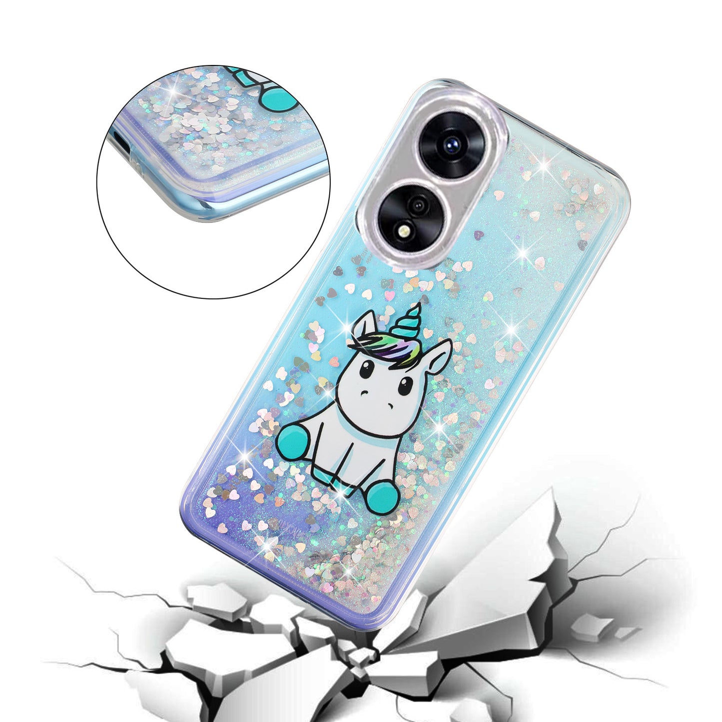 For Oppo A17 4G / A17k 4G Quicksand Phone Case Embossment Pattern Anti-drop Phone TPU Cover