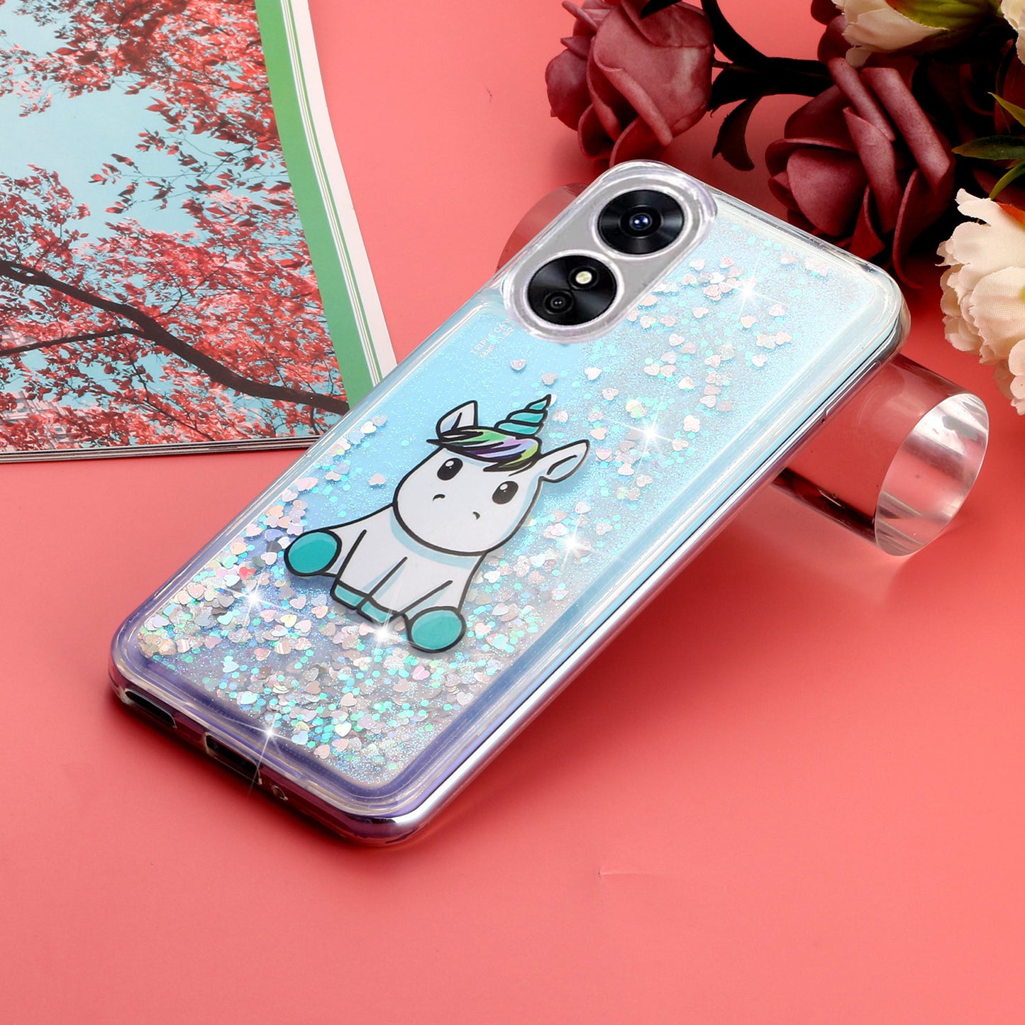 For Oppo A17 4G / A17k 4G Quicksand Phone Case Embossment Pattern Anti-drop Phone TPU Cover