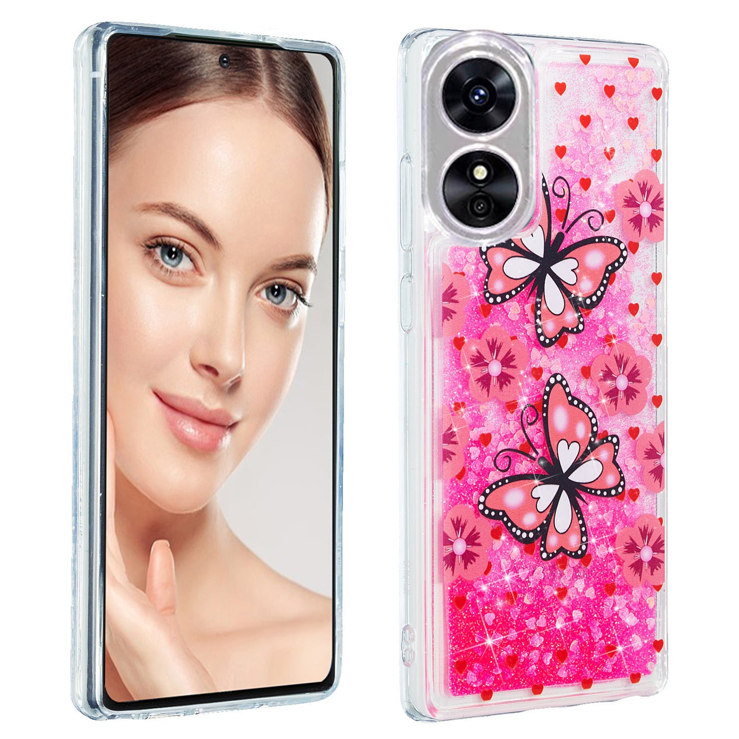 For Oppo A17 4G / A17k 4G Quicksand Phone Case Embossment Pattern Anti-drop Phone TPU Cover